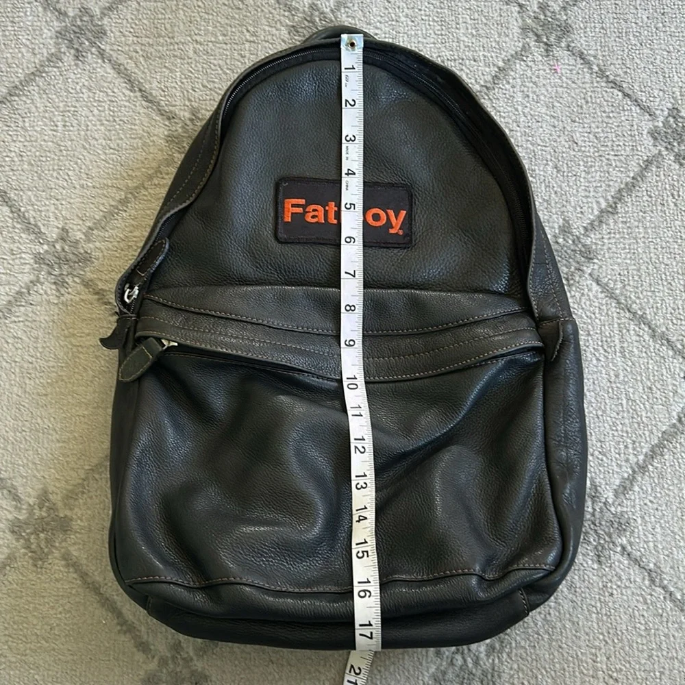 Vintage Black Leather Backpack With Harley Davidson FATBOY Embroidered P…